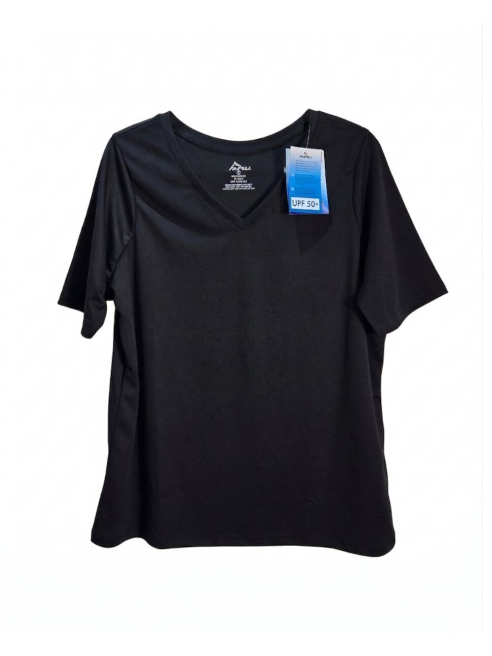 NWT | Kanu Surf Black UPF 50+ Sun Protection V-Neck Swim Rash Guard Top | 1X